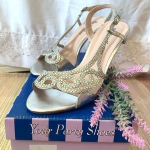 Classic Silver Heels with Diamond Embellishment